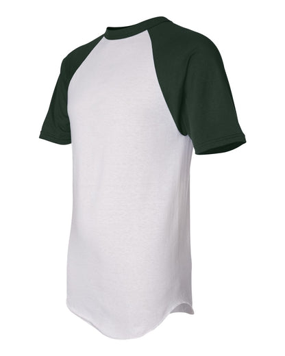 Augusta Sportswear Short Sleeve Baseball Jersey 423 #color_White/ Dark Green