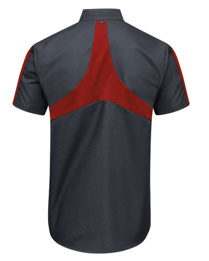 Red Kap Men's Tall Mimix™ Pro+ Short Sleeve Work Shirt With OilBlok SX46T #color_Charcoal/ Fireball