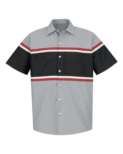 Red Kap Men's Technician Shirt SP24GM #color_Grey/ Black/ Red