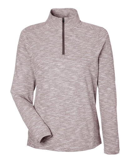 North End Women's Eclipse Jacquard Quarter-Zip Pullover NE415W #color_Burgundy Heather