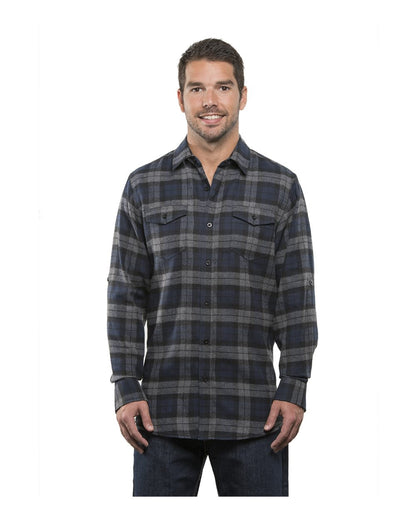 Burnside Yarn-Dyed Long Sleeve Flannel Shirt 8210 #color_Navy