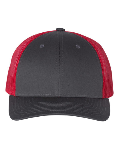 Richardson Low Pro Trucker Cap 115 #color_Charcoal/ Red
