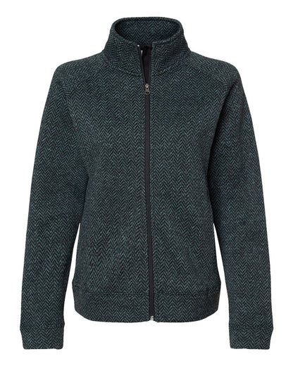 J. America Women's Traverse Full-Zip Sweater 8716 #color_Black Herringbone