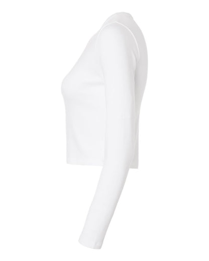 American Apparel Women's Baby Rib Long Sleeve Cropped Tee BR2107 #color_White