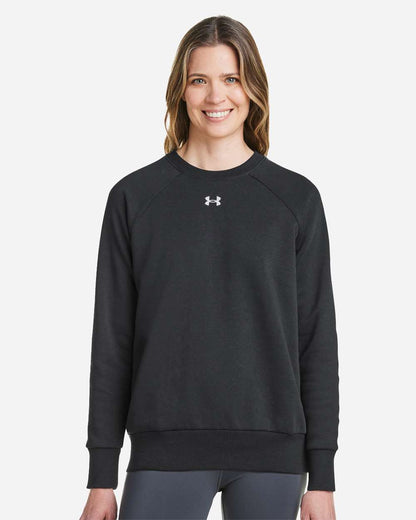 Under Armour Women's Rival Fleece Crewneck Sweatshirt 1379508 #colormdl_Black/ White