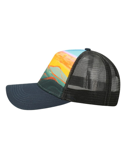 LOCALE Trucker Cap 5PTKR #color_Sunset Hills/ Teal