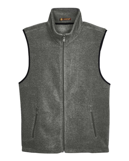 Harriton Unisex Fleece Full-Zip Vest M985 #color_Charcoal