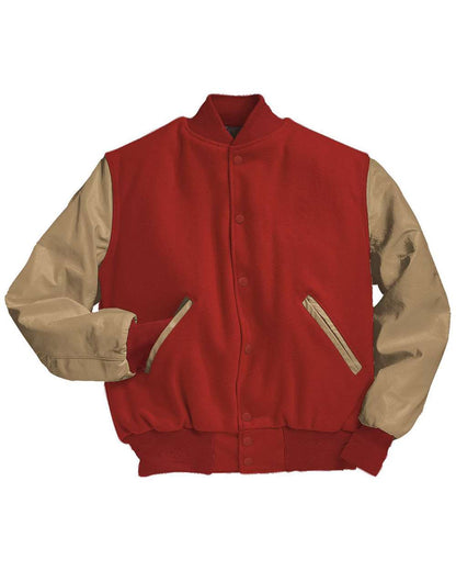 Holloway Men's Varsity Wool Jacket 224183 #color_Scarlet/ Cream