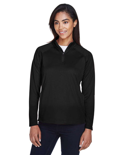 Devon & Jones Women's Stretch Tech-Shell® Compass Quarter-Zip Pullover DG440W #colormdl_Black
