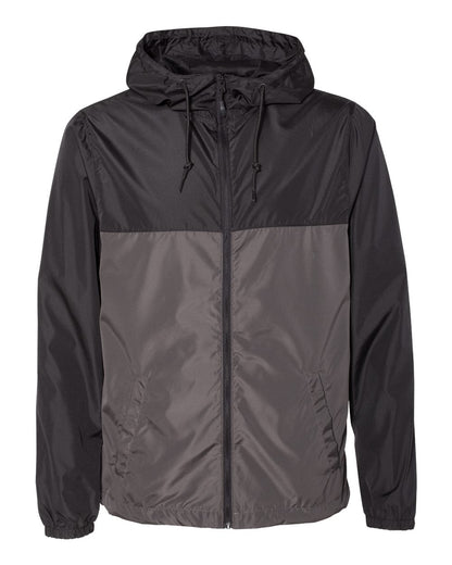 Independent Trading Co. Men's Lightweight Windbreaker Full-Zip Jacket EXP54LWZ #color_Black/ Graphite