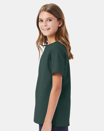 Hanes Essential-T Youth T-Shirt 5480 #colormdl_Athletic Dark Green