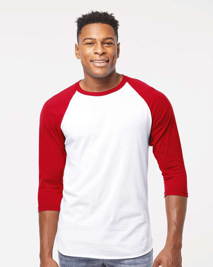 Tultex Fine Jersey Raglan T-Shirt 245 #colormdl_White/ Red