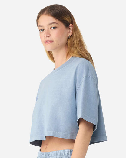 BELLA + CANVAS Women's Garment-Dyed Cropped Tee 6882GD #colormdl_Light Washed Denim