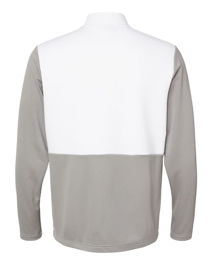 Adidas Men's Textured Mixed Media Quarter-Zip Pullover A532 #color_Grey Three/ White
