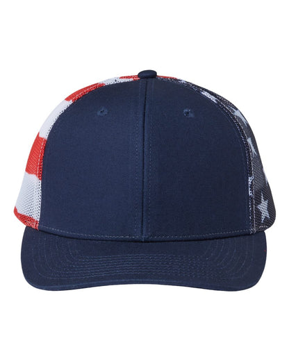 Kati Printed Mesh Trucker Cap S700M #color_Navy/ USA Flag