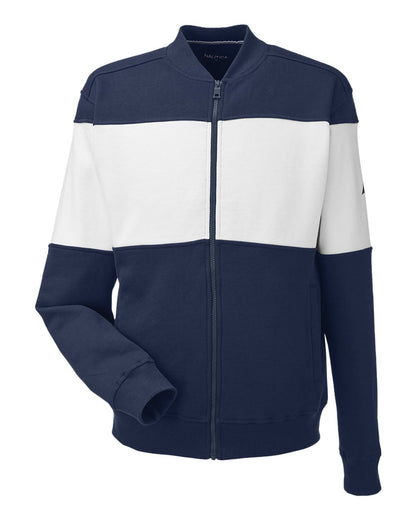 Nautica Unisex Anchor Fleece Colorblocked Bomber Jacket N17928 #color_Navy/ White