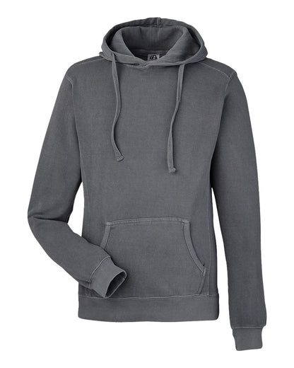 J. America Unisex Pigment-Dyed Fleece Hooded Sweatshirt 8730 #color_Lead