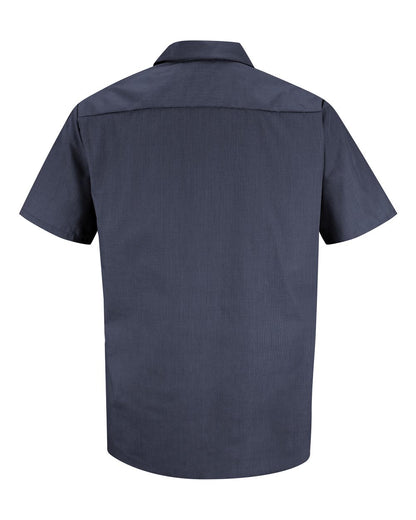 Red Kap Men's Tall Industrial Short Sleeve Work Shirt SP24T #color_Blue/ Charcoal Microcheck