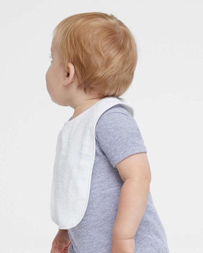 Rabbit Skins Infant Contrast Trim Terry Bib 1003 #colormdl_White