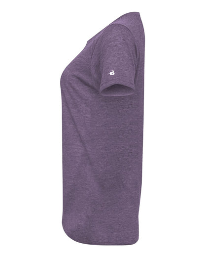 Badger Women’s Triblend Performance V-Neck Short Sleeve T-Shirt 4962 #color_Purple Heather