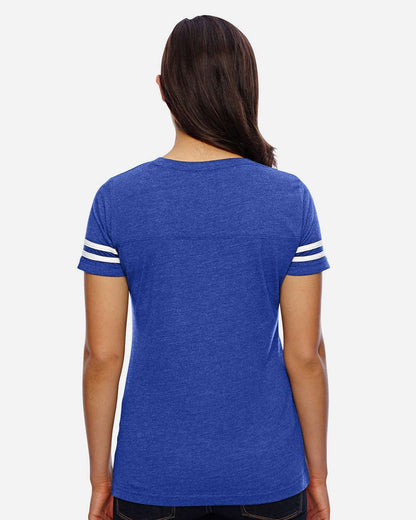 LAT Women's Football V-Neck Fine Jersey Tee 3537 #colormdl_Vintage Royal/ White