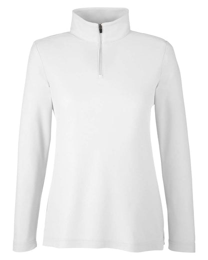 CORE365 Women's Fusion ChromaSoft™ Pique Quarter-Zip Pullover CE405W #color_White