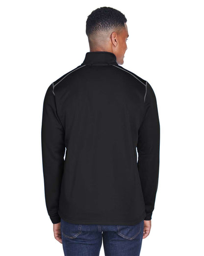 Devon & Jones Men's Newbury Colorblock Mélange Fleece Full-Zip jacket DG796 #colormdl_Black Heather/ Dark Grey Heather