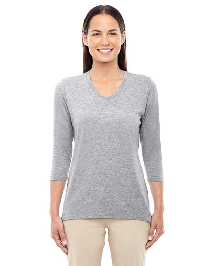 Devon & Jones Women's Perfect Fit™ Bracelet-Length V-Neck Top DP184W #colormdl_GREY HEATHER
