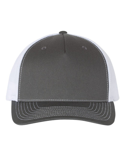 Richardson Five-Panel Trucker Cap 112FP #color_Charcoal/ White