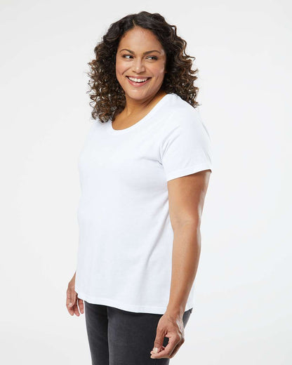 LAT Women's Curvy Collection Fine Jersey Tee 3816 #colormdl_Blended White