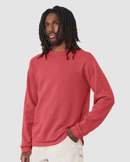 BELLA + CANVAS Sponge Fleece Raglan Crewneck Sweatshirt 3901 #colormdl_Heather Red