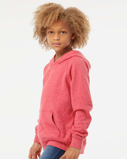 Independent Trading Co. Youth Lightweight Special Blend Raglan Hooded Sweatshirt PRM15YSB #colormdl_Pomegranate