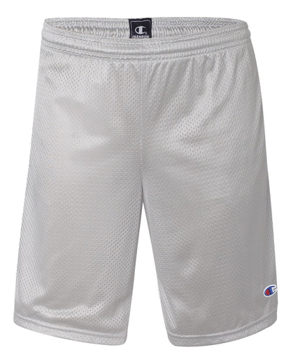 Champion Unisex Polyester Mesh 9" Shorts with Pockets S162 #color_Athletic Grey