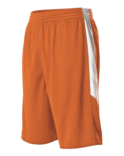 Alleson Athletic Single Ply Reversible Basketball Shorts 589PSP #color_Orange/ White