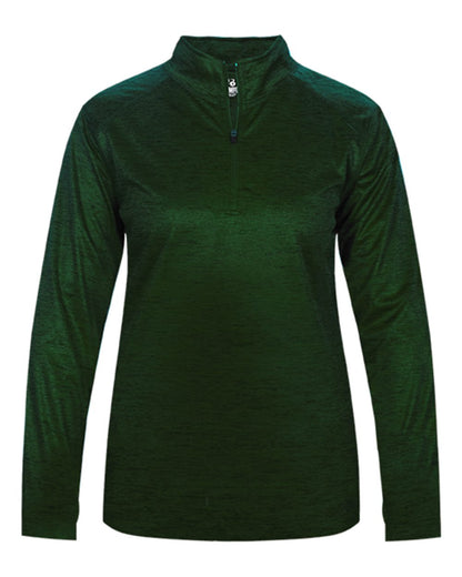 Badger Women’s Tonal Blend Quarter-Zip Pullover 4173 #color_Forest Tonal Blend