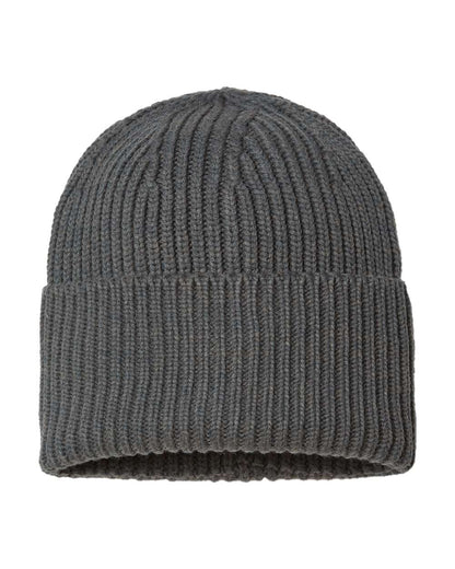 Atlantis Headwear Sustainable Chunky Rib Cuffed Beanie OAK #color_Dark Grey