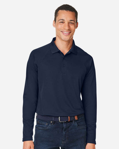 Harriton Men's Charge Snag and Soil Protect Long Sleeve Polo M208L #colormdl_Dark Navy