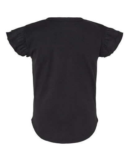 Rabbit Skins Toddler Flutter Sleeve Tee 3339 #color_Black