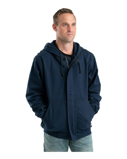 Berne Apparel Men's Flame Resistant Full-Zip Hooded Sweatshirt FRSZ19 #colormdl_Navy