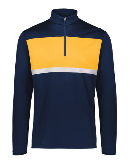 Holloway Men's Dry-Excel™ Prism Bold Quarter-Zip Pullover 222591 #color_Navy/ Gold
