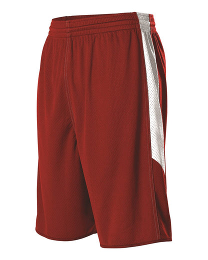 Alleson Athletic Single Ply Reversible Basketball Shorts 589PSP #color_Red/ White