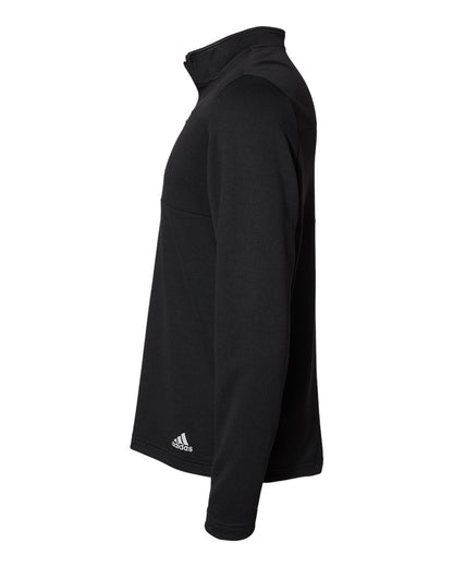 Adidas Men's 3-Stripe Double Knit Quarter-Zip Pullover A482 #color_Black/ Grey Two