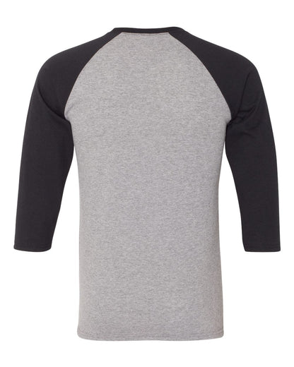 JERZEES Unisex Triblend Three-Quarter Raglan Baseball T-Shirt 601RR #color_Oxford/ Black