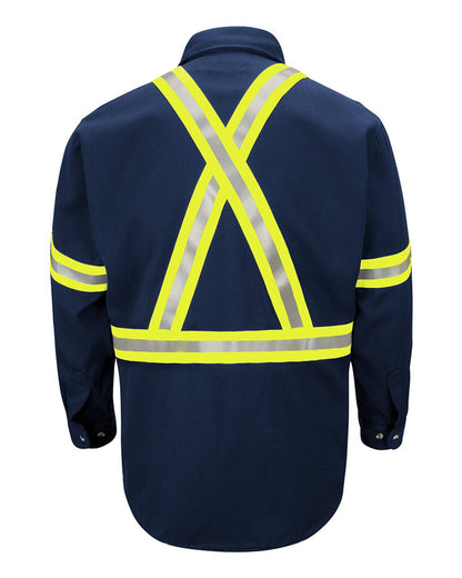 Bulwark Men's Dress Uniform Shirt with CSA reflective trim - EXCEL FR® ComforTouch SLUC #color_Navy