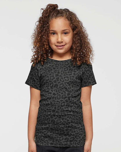 LAT Girls' Fine Jersey Tee 2616 #colormdl_Black Leopard