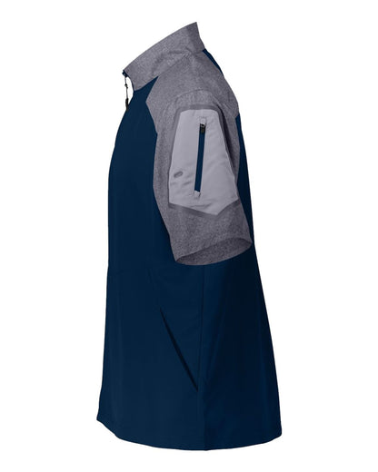 Holloway Unisex Raider Short Sleeve Quarter-Zip Pullover 229545 #color_Carbon Print/ Navy