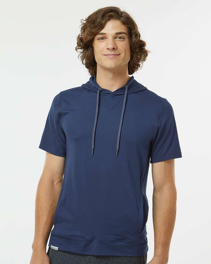Holloway Men's Eco Revive™ Ventura Soft Knit Short Sleeve Hooded Sweatshirt 222505 #colormdl_Navy