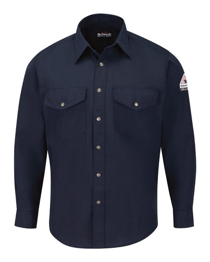 Bulwark Men's Tall Snap-Front Uniform Shirt - Nomex® IIIA 4.5 oz. SNS2T #color_Navy