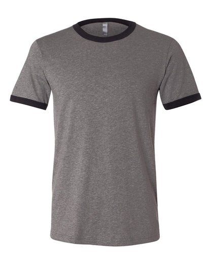 BELLA + CANVAS Men's Jersey Heather Ringer Tee 3055 #color_Deep Heather/ Black