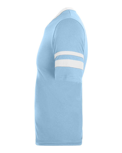 Augusta Sportswear V-Neck Jersey with Striped Sleeves 360 #color_Light Blue/ White